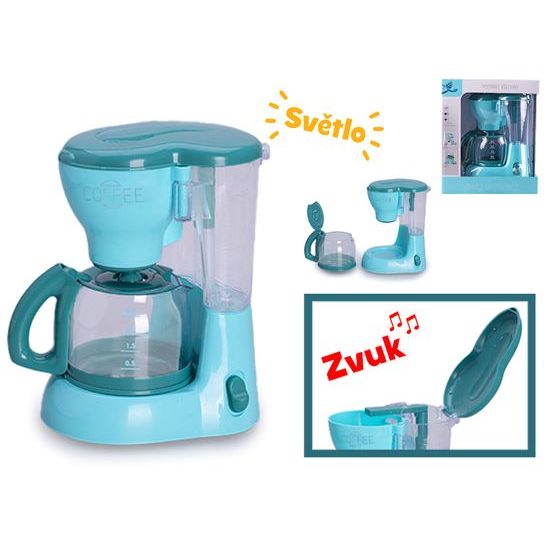 Kávovar překapávač 16cm na baterie se světlem a zvukem v krabičce