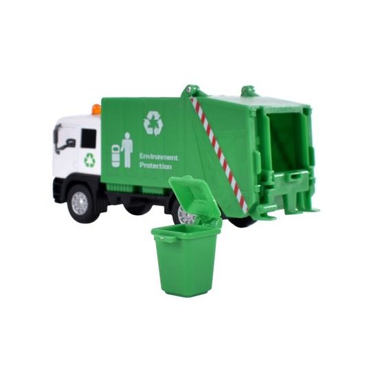 Kids Globe Traffic auto popelářské 15cm kov na zpětný chod na baterie se světlem a zvukem v krabičce