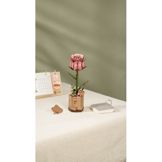 RoboTime 3D dřevěná skládačka Růžová růže