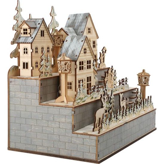 small foot Dřevěná lampa zimní vesnice