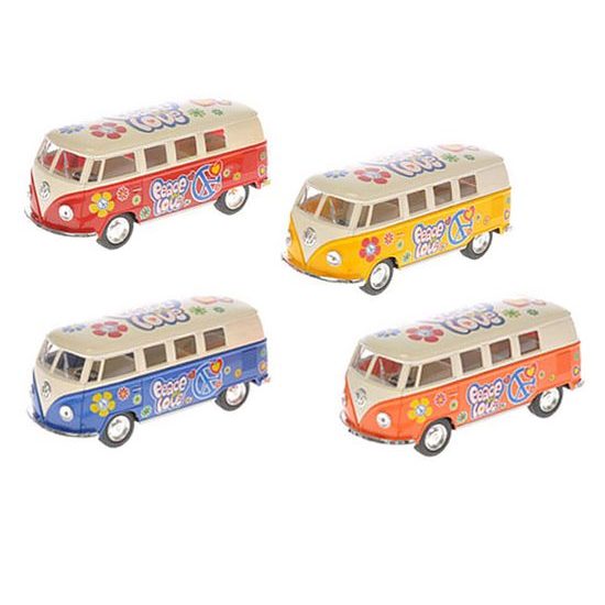 Kinsmart Autobus Volkswagen 13cm kov na zpětný chod 4barvy 12ks v DBX