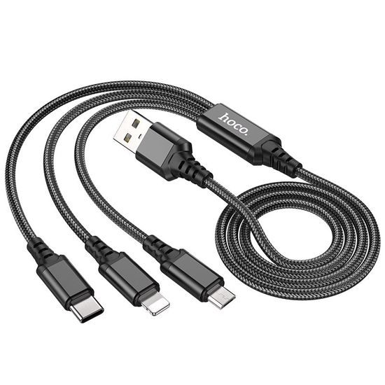 3v1 nabíjecí kabel iP+Type-C+MicroUSB ČERNÝ