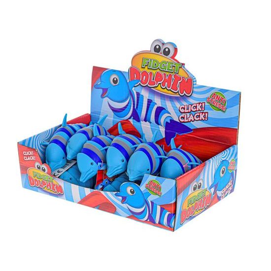 Fidget delfín klik klak 17cm 2barvy 12ks v DBX