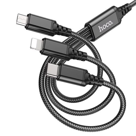 3v1 nabíjecí kabel iP+Type-C+MicroUSB ČERNÝ