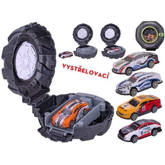 Auto 6,5cm kov volný chod vystřelovací z pneumatiky 5barev v krabičce