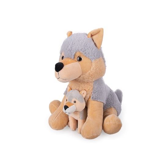 Pes husky plyšový 25cm sedící s mládětem 0m+ v sáčku