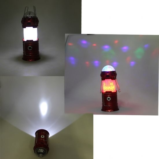 Solární LED kempingová svítilna s efektem stroboskopu