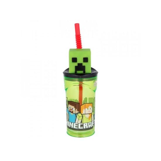 Plastový kelímek Minecraft - 3D s brčkem 360 ml