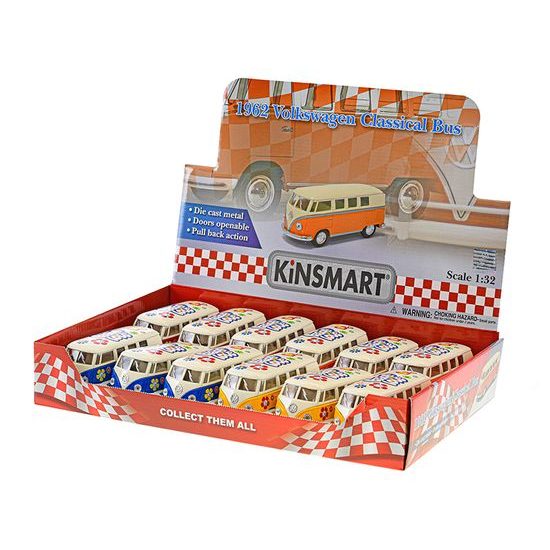 Kinsmart Autobus Volkswagen 13cm kov na zpětný chod 4barvy 12ks v DBX