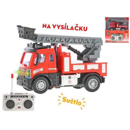 R/C auto hasičské se žebříkem 13cm 1:64 plná funkce na baterie se světlem 27MHz v krabičce