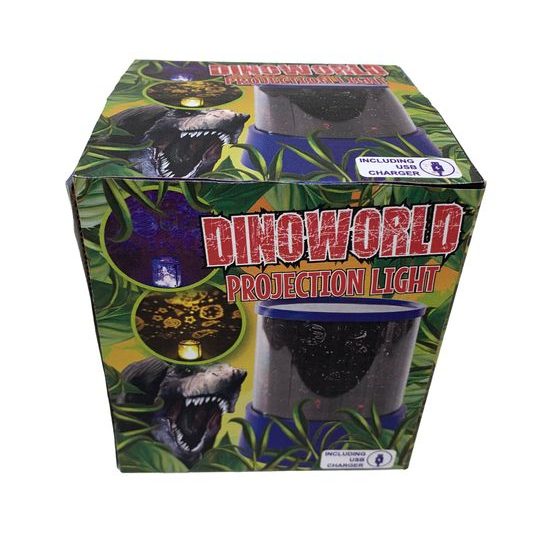 Dinoworld lampička/projektor 12cm 360° na baterie se světlem měnící barvu v krabičce