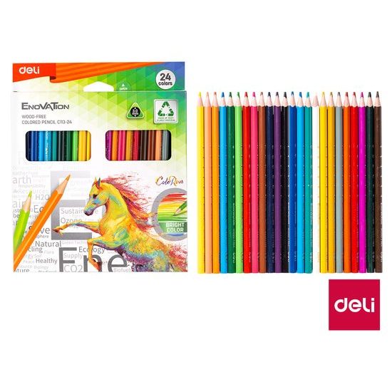 DELI Pastelky trojhranné ColoRun bezdřevé 24 barev
