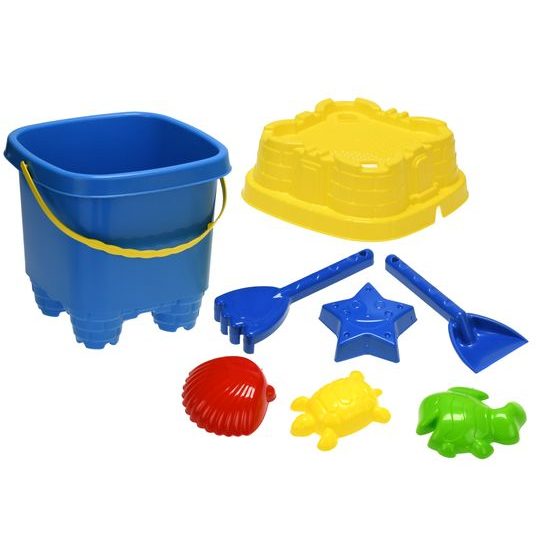 Sada na písek 4ks 20cm s formičkami 10-11cm 4ks 2barvy 10m+ v síťce