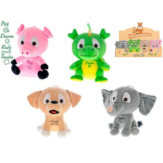 Zvířátka Piky, Rufy, Tamba, Damin plyšová 15cm 8ks v DBX