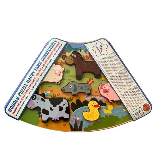 2Kids Toys Dřevěné puzzle Veselá farma propojitelné