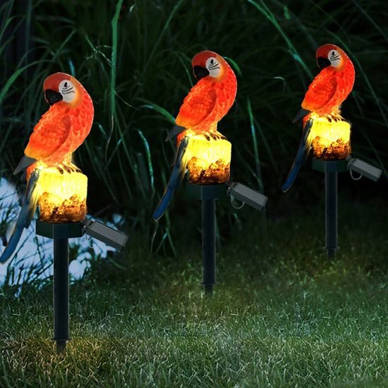 Dekorativní LED solární lampa Papoušek - červený