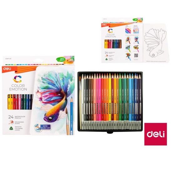 DELI Pastelky aquarelové 24barev Color Emotion