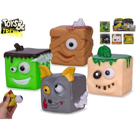 Toys&Trends Brainboooom příšerky/kostky 6x6cm strečové kulící oči 8druhů v krabičce 8ks v DBX