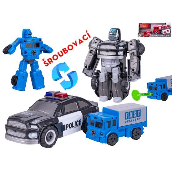 Auto/robot záchranné složky 8-15cm volný chod 2ks 2druhy v krabičce