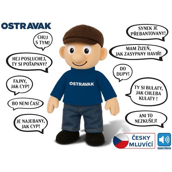 Panáček Ostravak 32cm na baterie mluvící po ostravsku 0m+ v sáčku