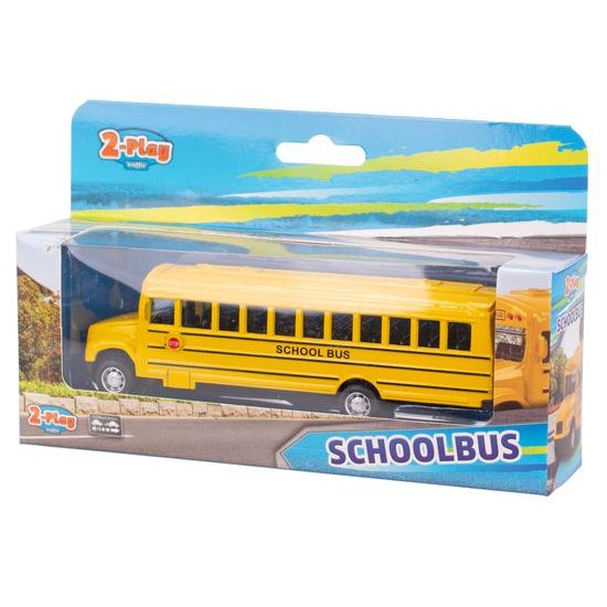 2-Play Traffic školní autobus americký 14cm kov zpětný chod v krabičce
