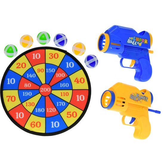 Terč 27cm na suchý zip s pistolemi 14cm 2ks a míčky 6ks v krabičce