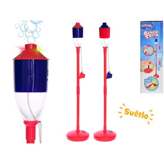 Bublifukovač louč 132cm na baterie se světlem a náplní 350ml 2barvy v krabičce