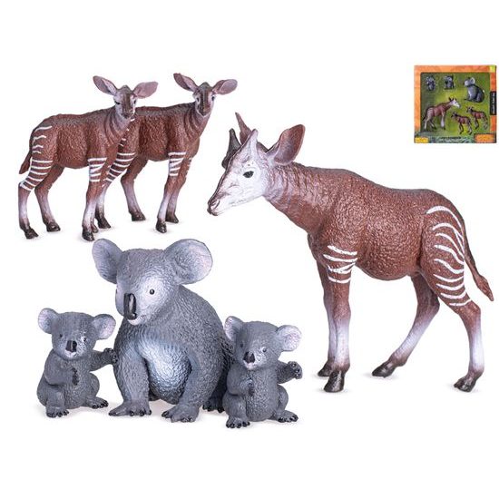 Zvířátka safari s mláďaty 4-12cm 6ks v krabičce