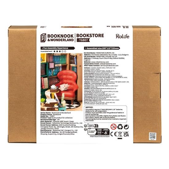 RoboTime 3D skládačka Zarážka na knihy Miniatura domečku Knihkupectví