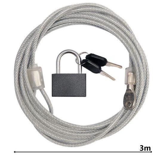 Bezpečnostní lanko 3m se zámkem a 2 klíči