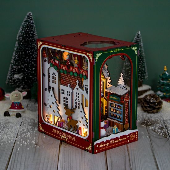 2Kids Toys 3D skládačka Zarážka na knihy Miniatura domečku Bílé Vánoce