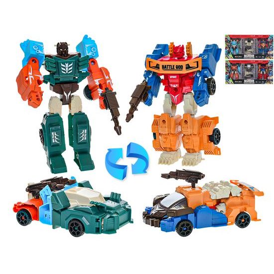 Deformation Warrior auto závodní/robot 2ks s doplňky 2barvy v krabičce