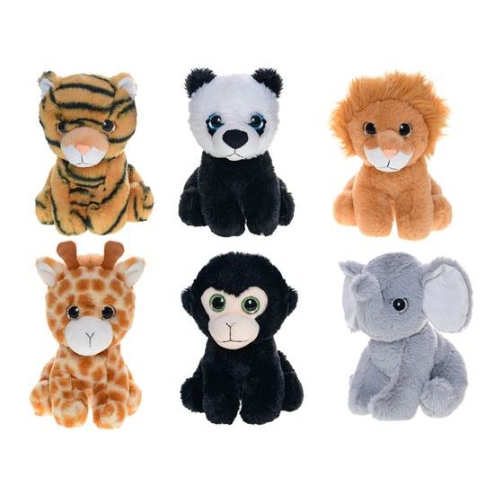 Zvířátko safari plyšové 20cm velké oči 6druhů 0m+ v sáčku