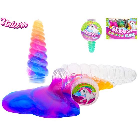 Unicorn roh jednorožce 13cm s duhovým slizem 6barev 12ks v DBX