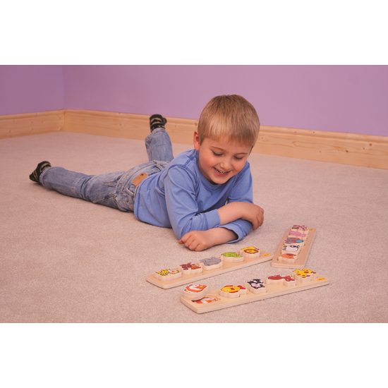 Bigjigs Baby Dřevěné vkládací puzzle safari