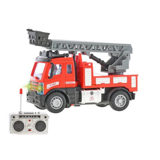 R/C auto hasičské se žebříkem 13cm 1:64 plná funkce na baterie se světlem 27MHz v krabičce