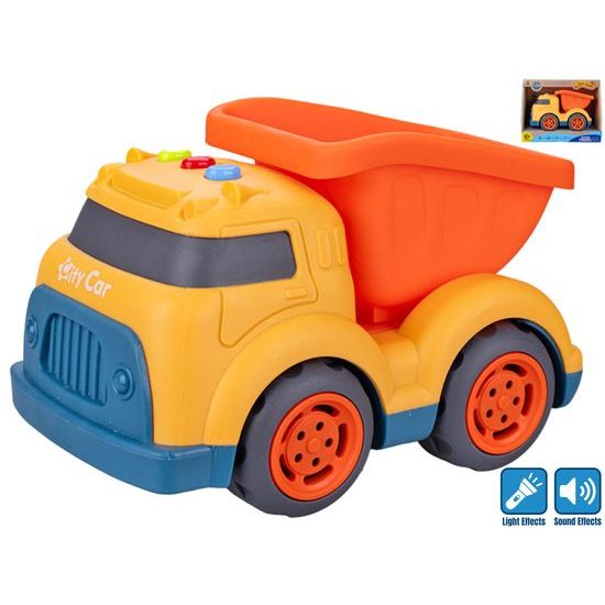 Auto stavební 17cm volný chod na baterie se světlem a zvukem 18m+ v krabičce