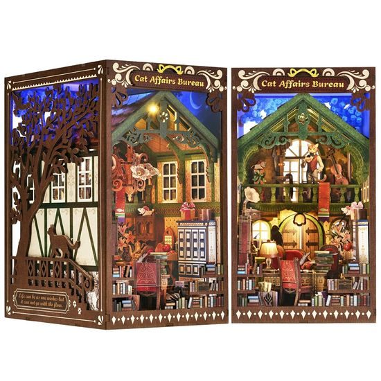 2Kids Toys 3D skládačka Zarážka na knihy Miniatura domečku Úřad pro záležitosti koček