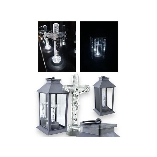 Cortina Lucerna LED 28x14x14cm s Křížová 2xAA R6 1,5V šedý