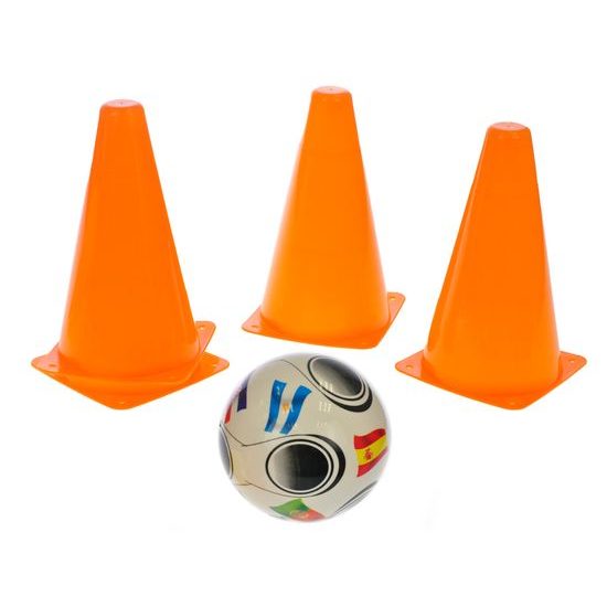 Fotbalové kužely 18cm 4ks s míčkem 11cm 10m+ v síťce