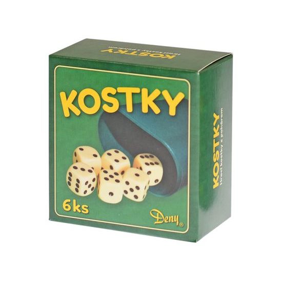 Kostky hrací 16mm 6ks s kelímkem v krabičce
