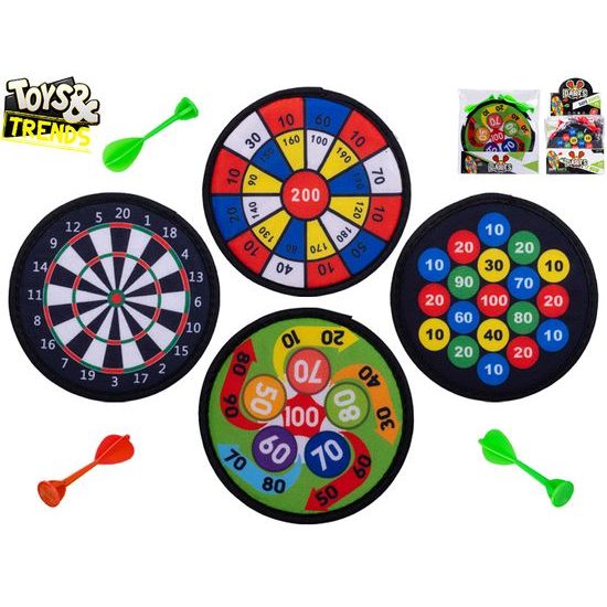 Toys&Trends terč 20cm s šipkami 3ks na suchý zip 4druhy v sáčku 24ks v DBX