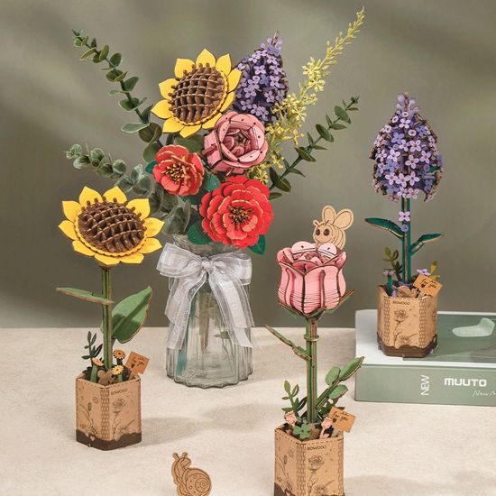 RoboTime 3D dřevěná skládačka Slunečnice