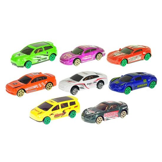 Auto závodní 7cm kov 1:64 volný chod 8druhů v krabičce 36ks v DBX
