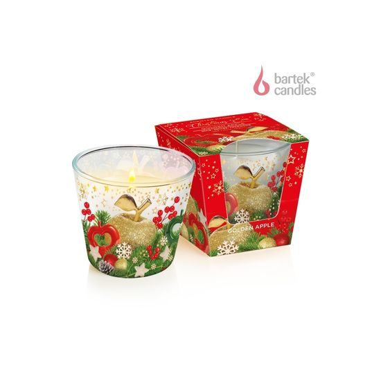Bartek Svíčka Sklo 115g Christmas Eve - Golden & Red Apple
