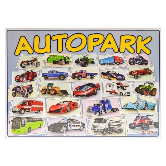 Společenská hra logická Autopark 3v1 v krabičce