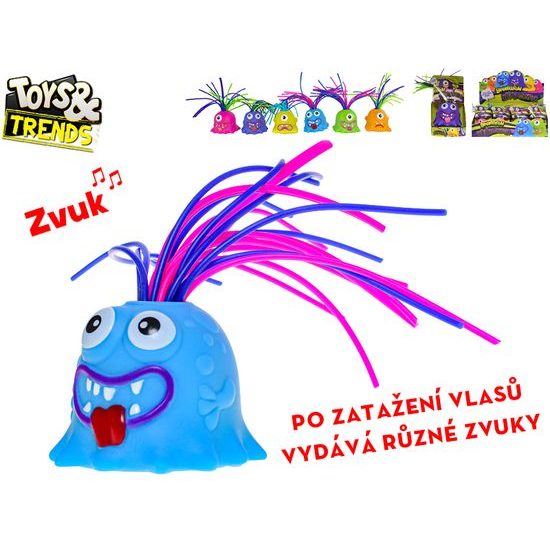 Toys&Trends Brainboooom příšerka 6cm na baterie dlouhé vlasy se zvukem 6barev v krabičce 12ks v DBX