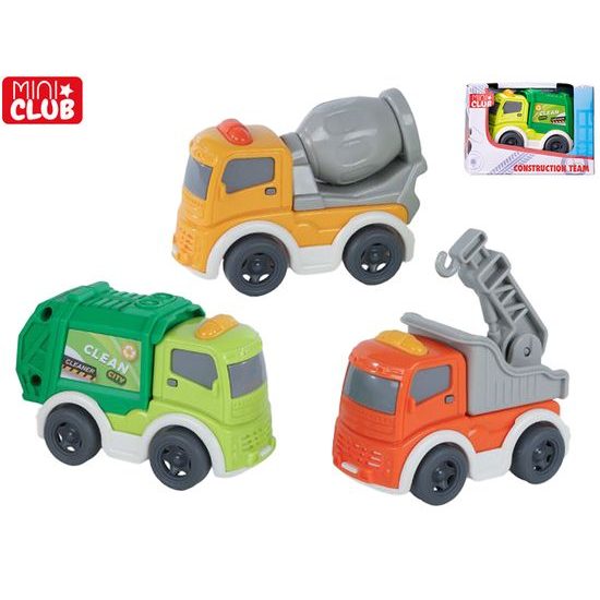 Mini Club vozidlo stavební 8cm volný chod 3druhy 18m+ v krabičce