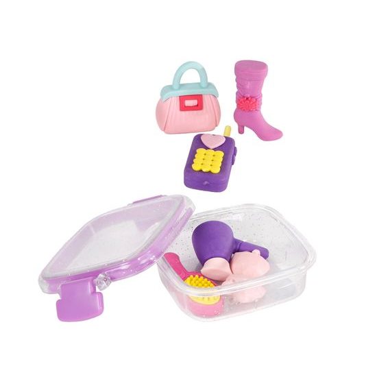 Glamour sada gum ve tvaru doplňků 8cm 8ks v krabičce na kartě