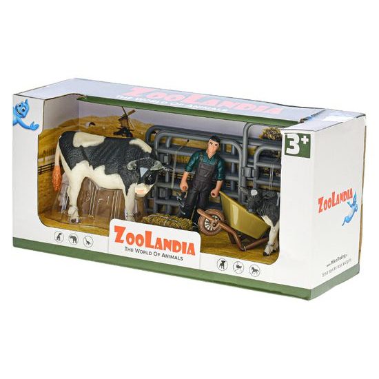 Zoolandia kráva s telátkem a doplňky 4druhy v krabičce